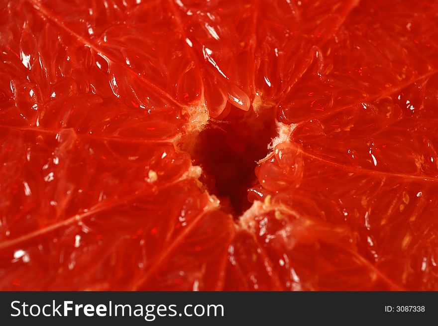 Close-up red grapefruit macro