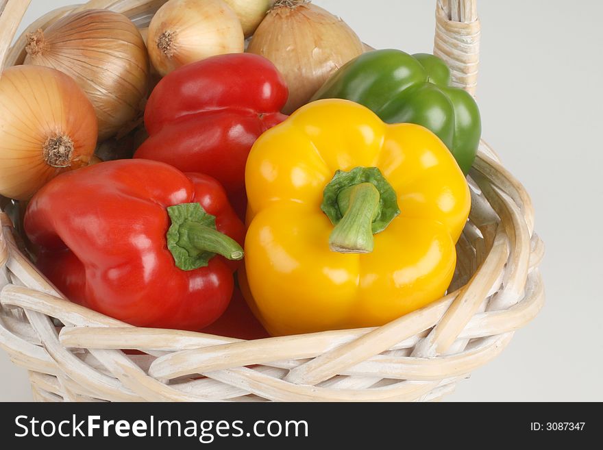 Basket with fresh peppers