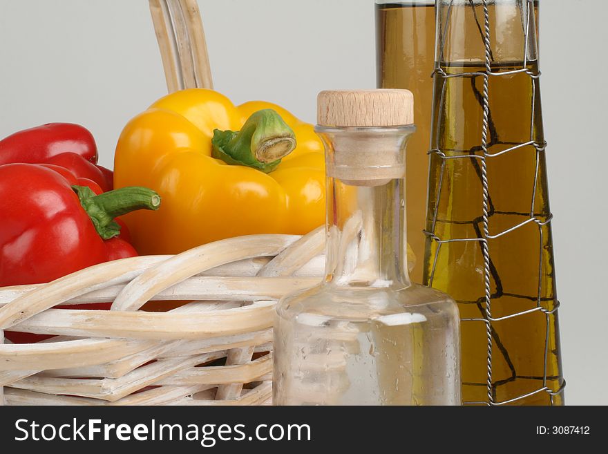 Basket with fresh peppers