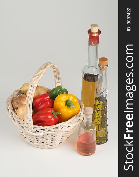 Basket with fresh peppers