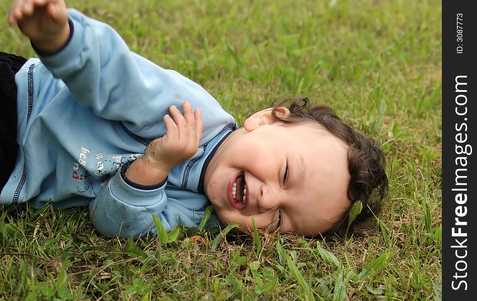 The Dared Baby On A Grass
