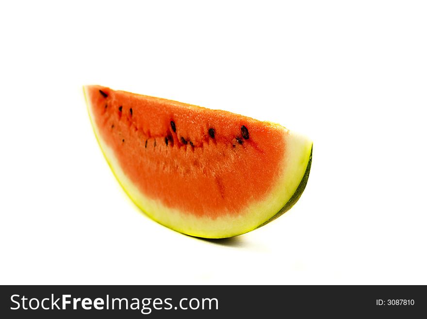 Slice of watermelon on the white background