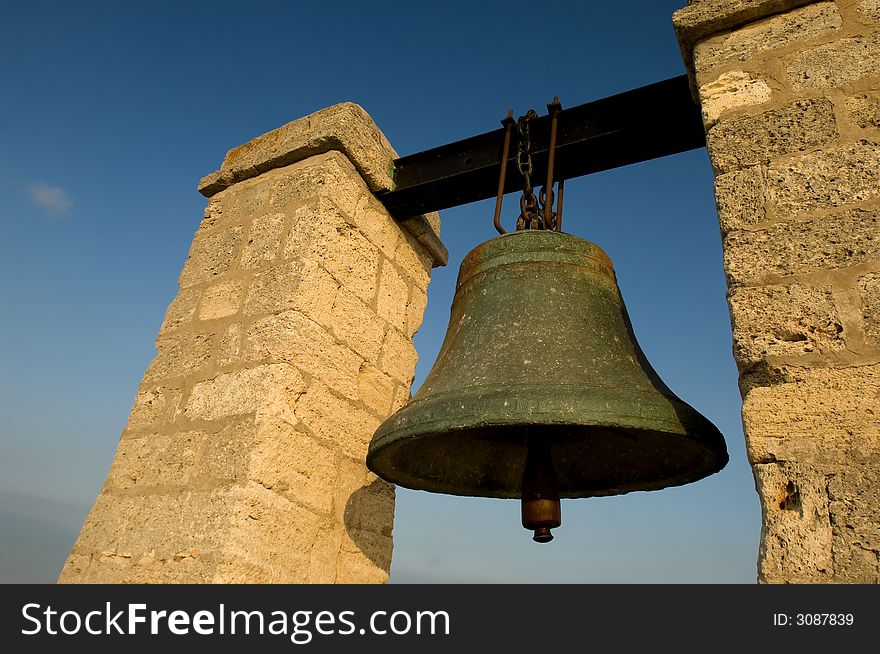 Copper bell from XVIII century on the site of ancient Greek colony of Chersonesus, Crimea, Ukraine. Copper bell from XVIII century on the site of ancient Greek colony of Chersonesus, Crimea, Ukraine