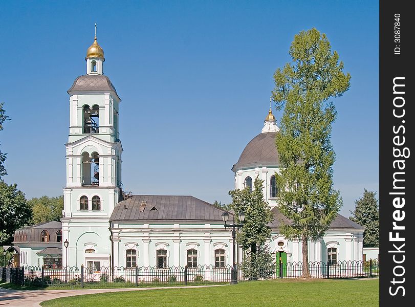 Tsaritsino reserve in Moscow. Our Lady Church. Tsaritsino reserve in Moscow. Our Lady Church