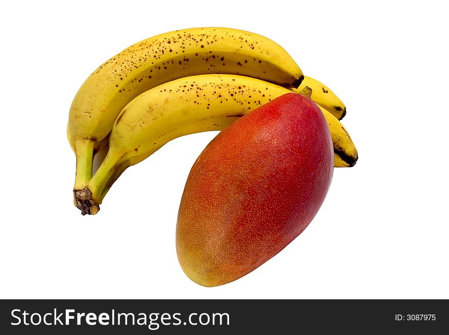 Tropical fruit on white background