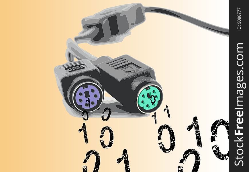 Computer Cable spewing out Binary Numbers (Vector Illustration). Computer Cable spewing out Binary Numbers (Vector Illustration)