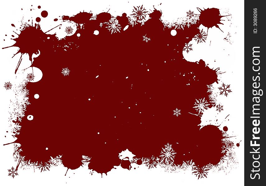 Border of Red and White snowflakes on a Grunge Background. Border of Red and White snowflakes on a Grunge Background