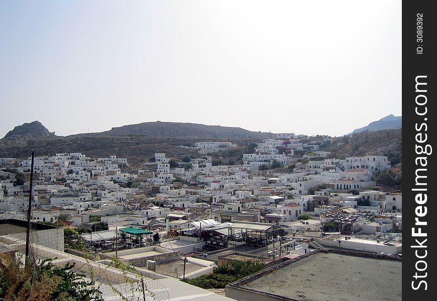A view of Lindos, a beautiful city in Rhodes