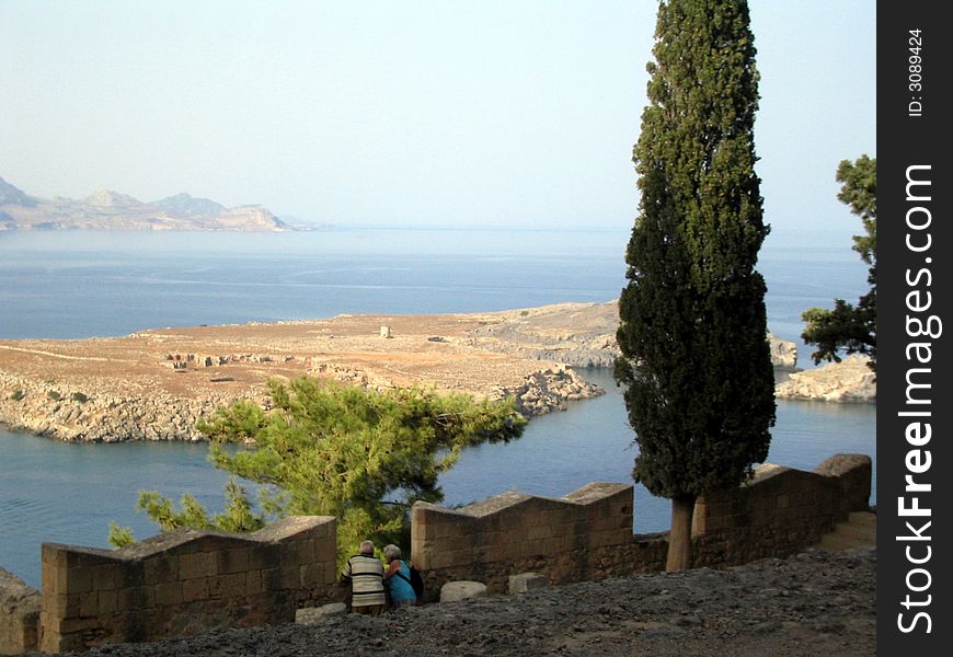 The acropolis of Lindos in the island of Rhodes. The acropolis of Lindos in the island of Rhodes