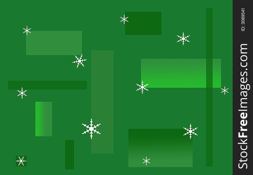 Green background with snowflakes-illustration