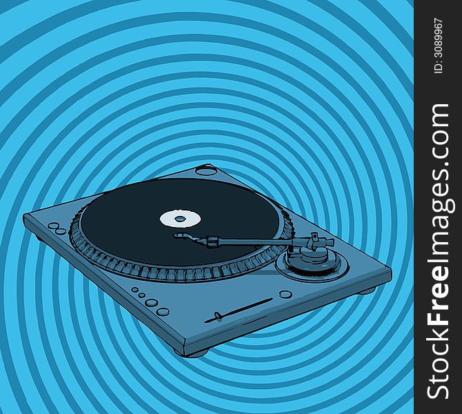 Turntable with blue twirl background (vector format)