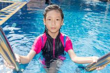 Girl Side Of Swimming Pool Stock Photo