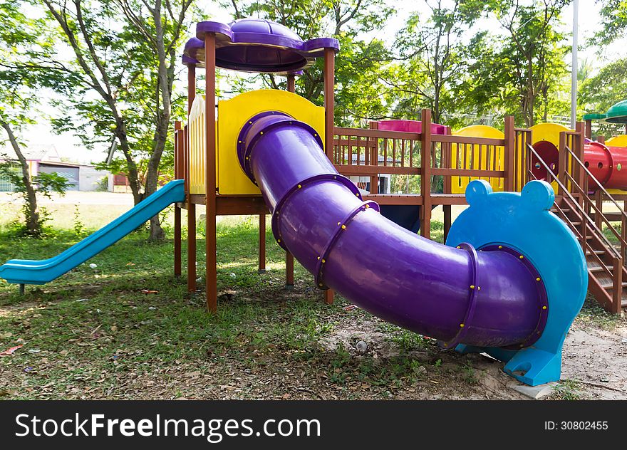 Modern Children Playground In Park