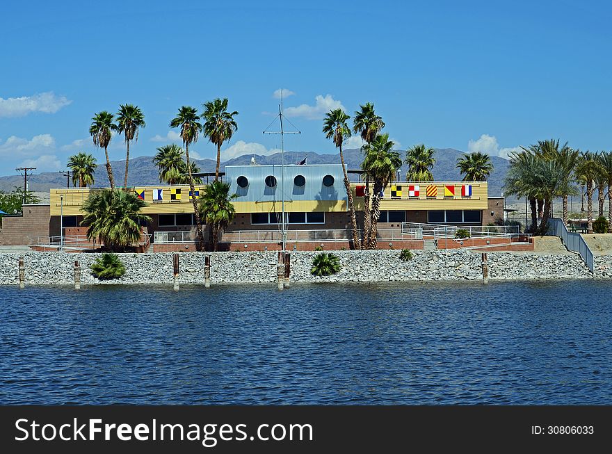 The North Shore Beach and Yacht Club at the Salton Sea in California.