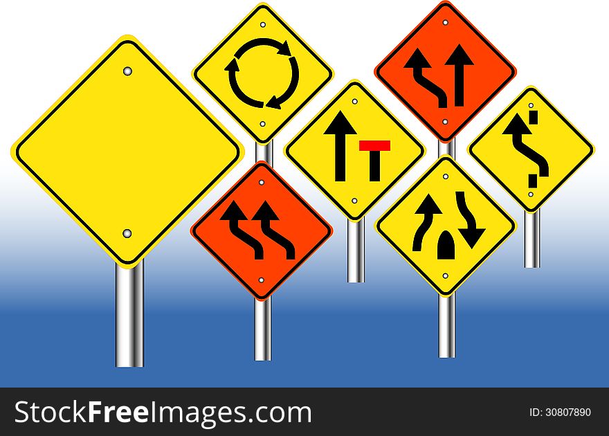 Warning road signs
