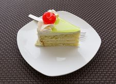 Vanilla Cake Slice And Fresh Cherry Royalty Free Stock Image Vanilla Cake Slice And Fresh Cherry Royalty Free Stock Image