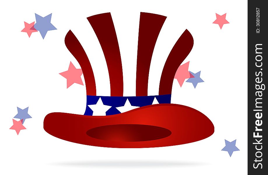 American top hat for independence day on white background