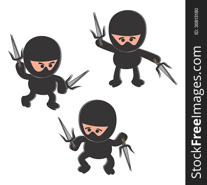 Ninja cartoon character set graphic design illustration