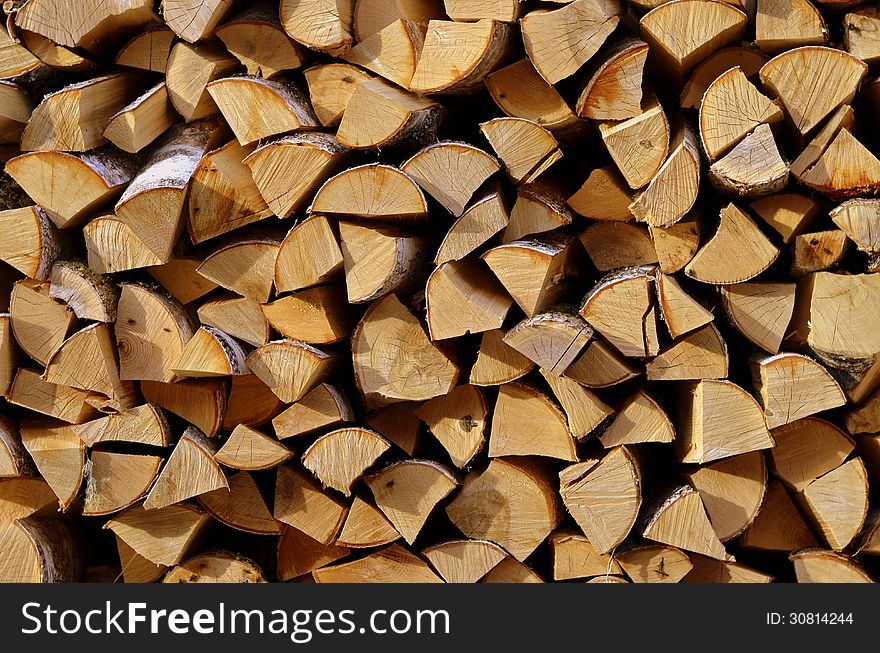 Birch firewood stacked for a bath