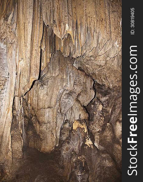 Limestone formations in karst cave near Ninh Binh, Vietnam