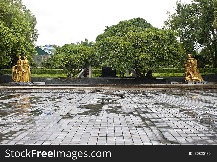 Military cemetery in Dien Bien Phu, Vietnam. DBP is a city in northwestern Vietnam, best known for the battle during the First Indochina War.