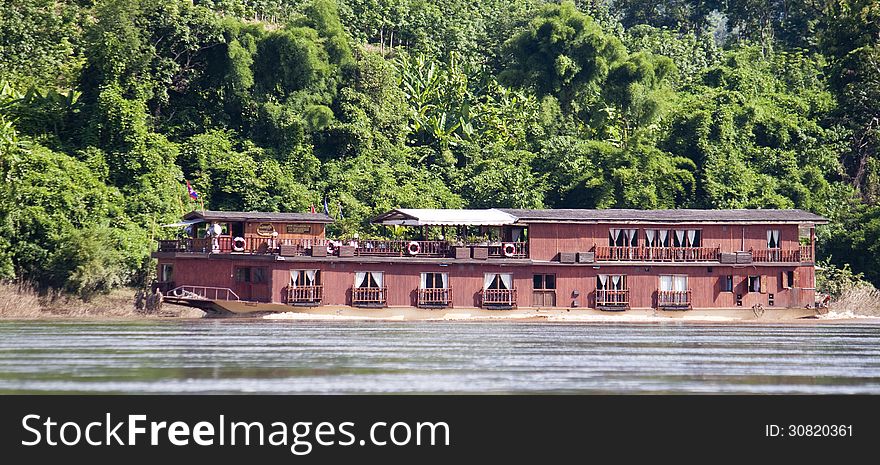 Houseboat on Mekong in Laos
