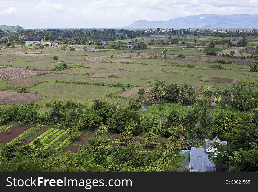 Aerial view of rural area in southern Cambodia