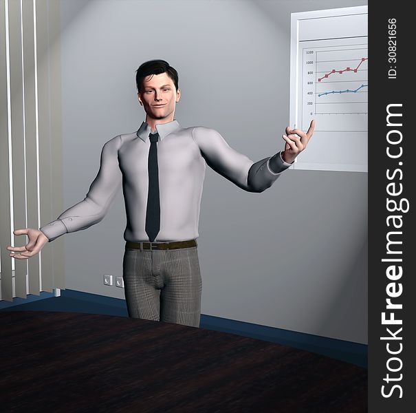 3d rendering of business executive doing presentation. 3d rendering of business executive doing presentation