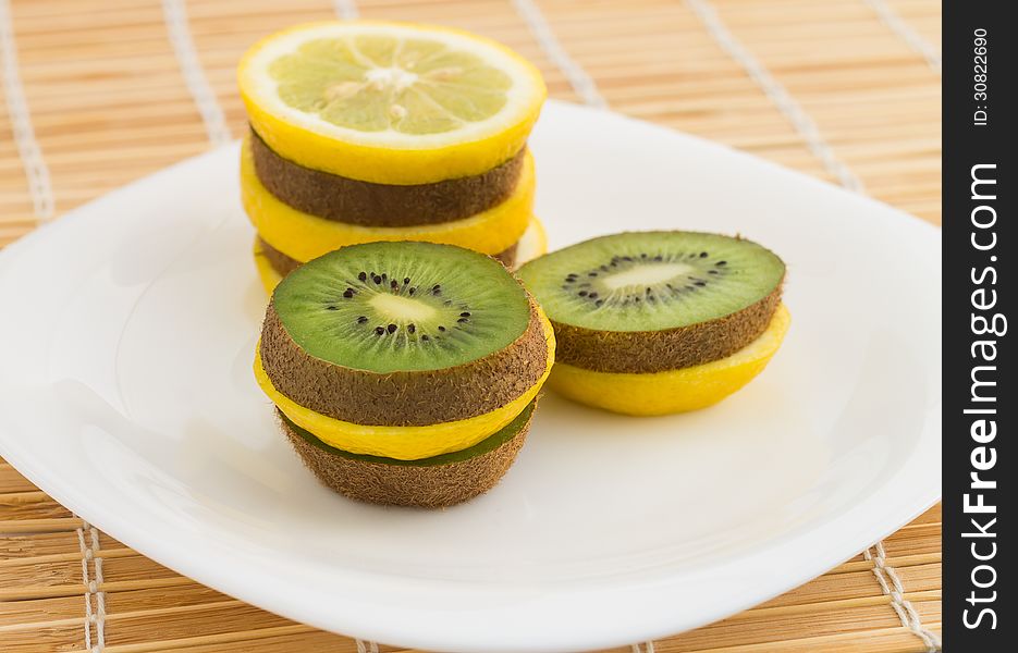 Mixed fruits on white dish