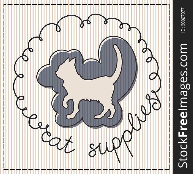 Cat supplies calligraphic handwritten label. Cat supplies calligraphic handwritten label