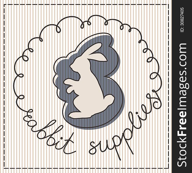 Rabbit supplies calligraphic handwritten label. Rabbit supplies calligraphic handwritten label