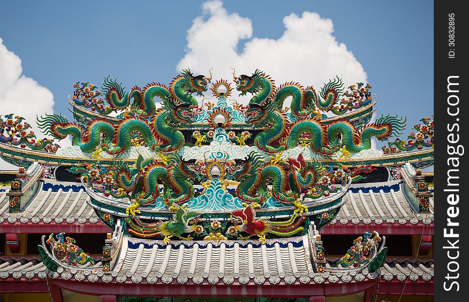 Six dragon on the roof in temple, Thailand. Six dragon on the roof in temple, Thailand.