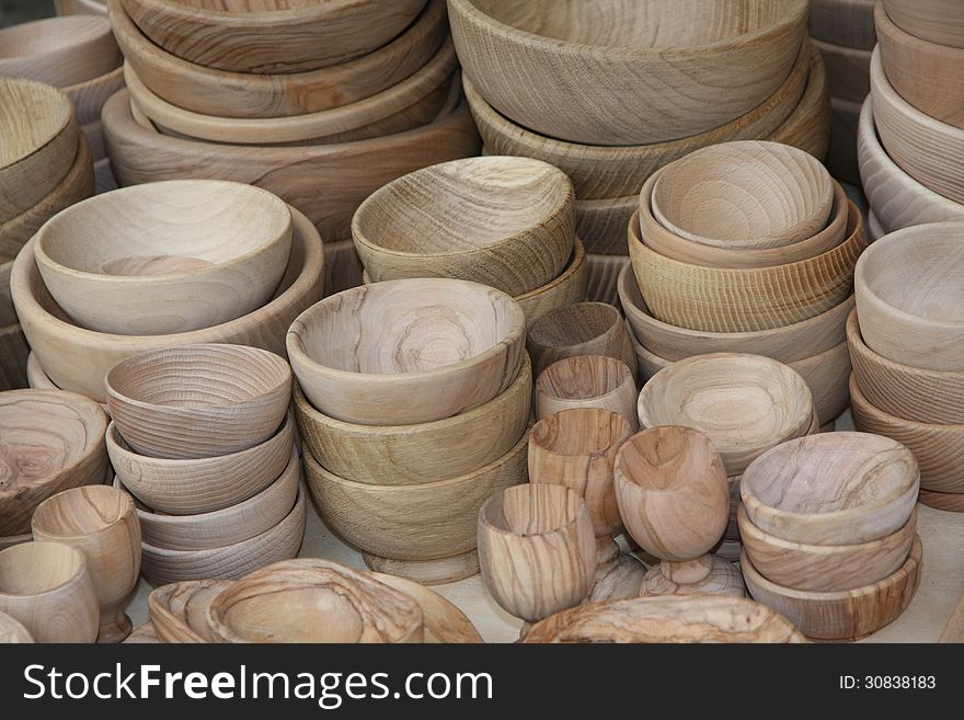 Wooden Bowls For Sale At The Local Flea Market