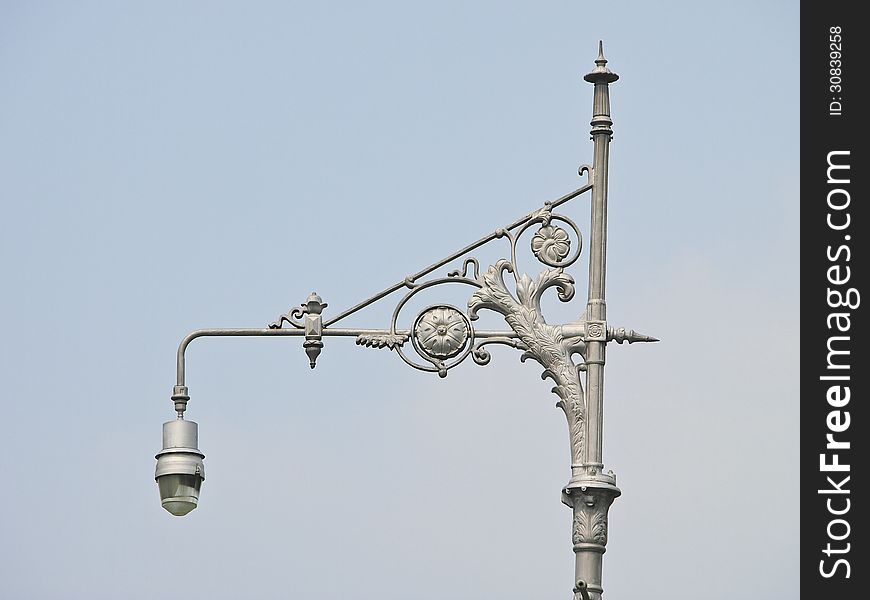 Thai art decorative of light pole in daylight. Thai art decorative of light pole in daylight