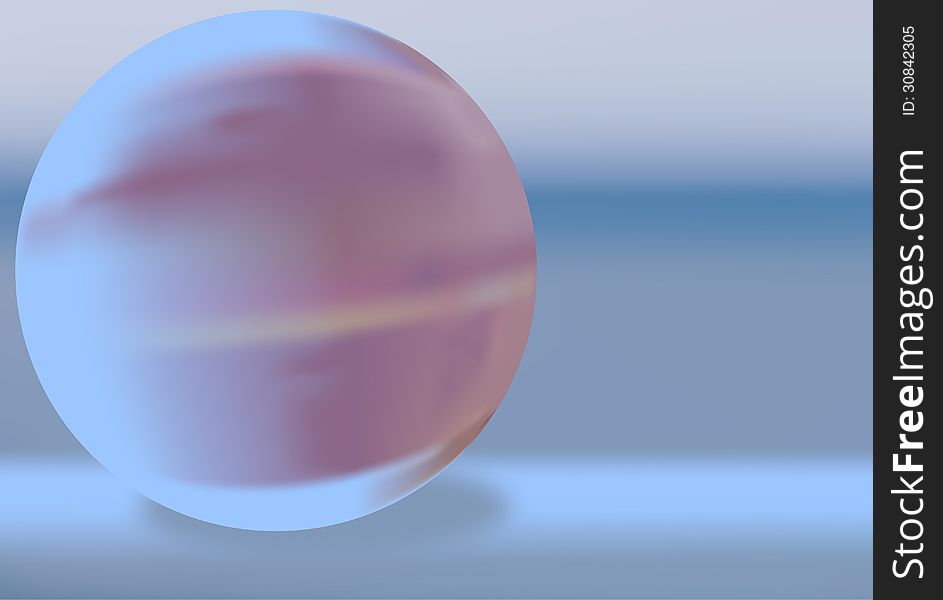 Huge ball of blue planet with pink stripes