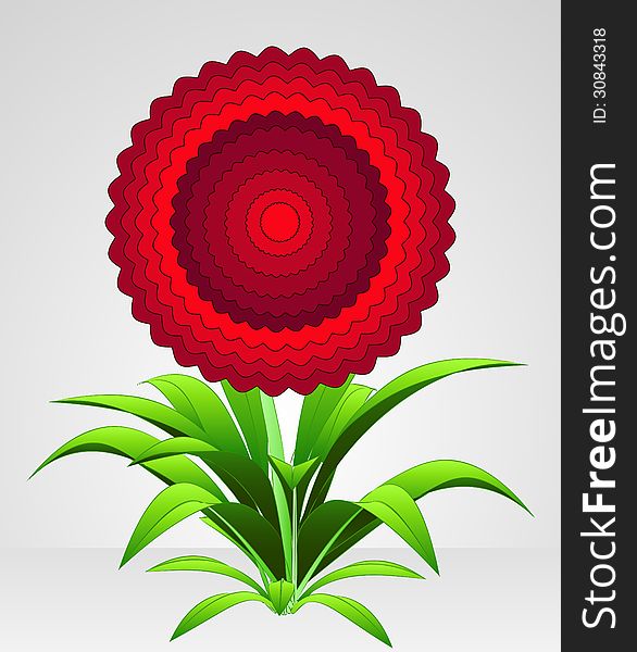 Red rounded blossom blooming flower illustration