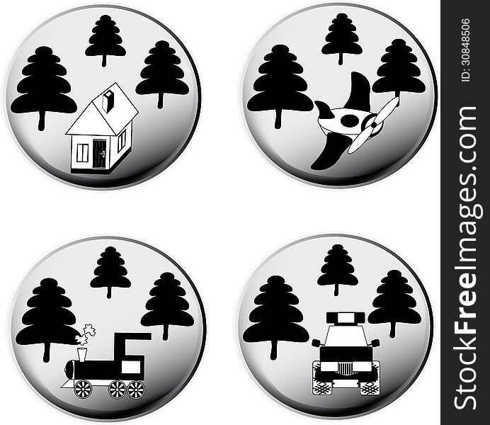 Environment icons on a white background,