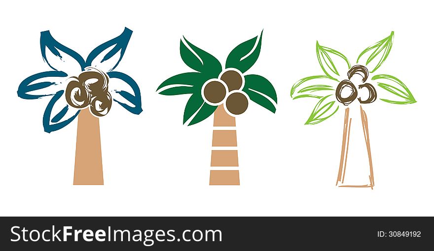Palm trees in various styles
