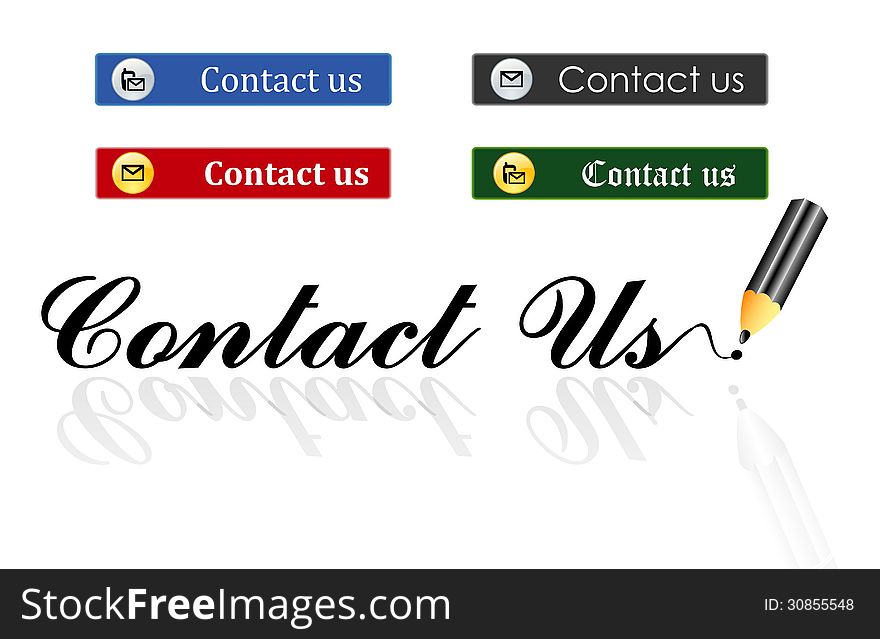 Set of contact us buttons on white background. Illustration file available