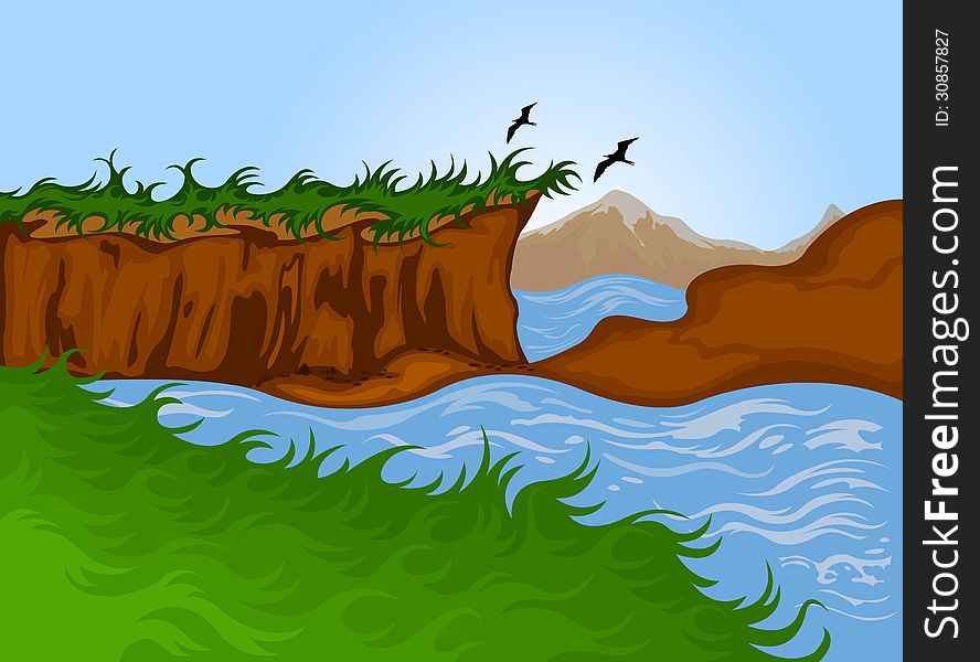 Beautiful nature cartoon landscape background