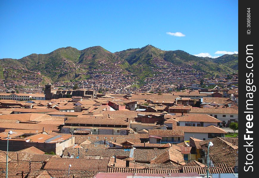 Looking out over the city rooftops of Cusco in Peru. Looking out over the city rooftops of Cusco in Peru.