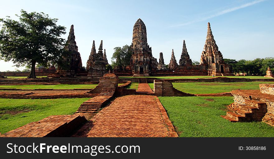 Thai temple wat Chaiwatthanaram, Ayutthaya, Thailand