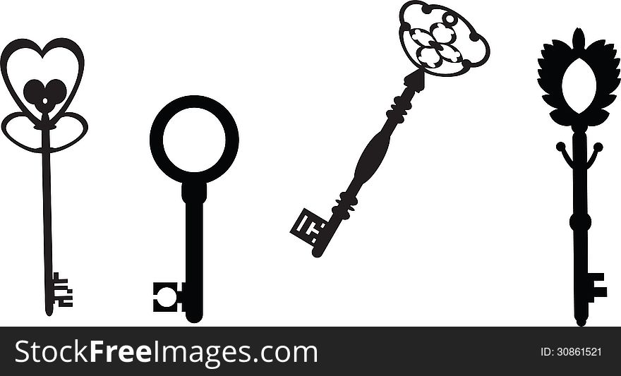 Original antique keys collection. vector illustration. Original antique keys collection. vector illustration