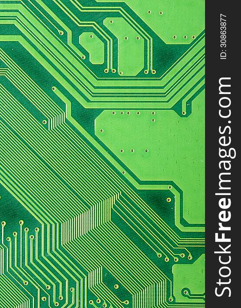 Close up of electronic board with circuits and components