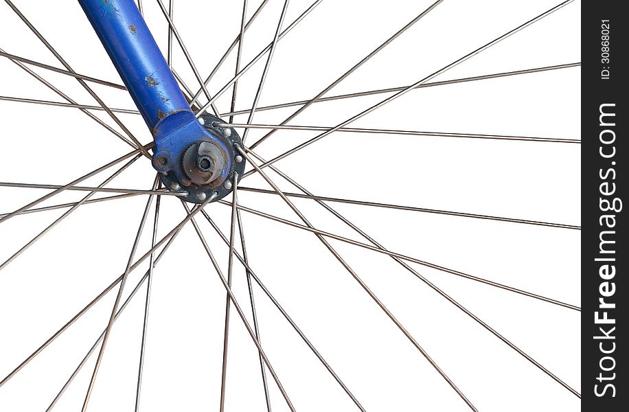 Front wheel of old bike isolated on white background. Front wheel of old bike isolated on white background