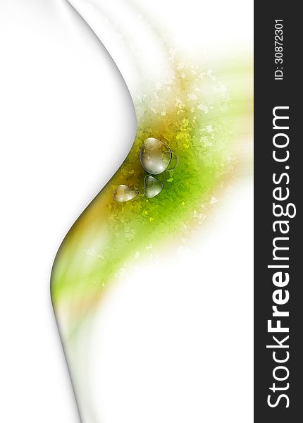 Green abstract background with drops