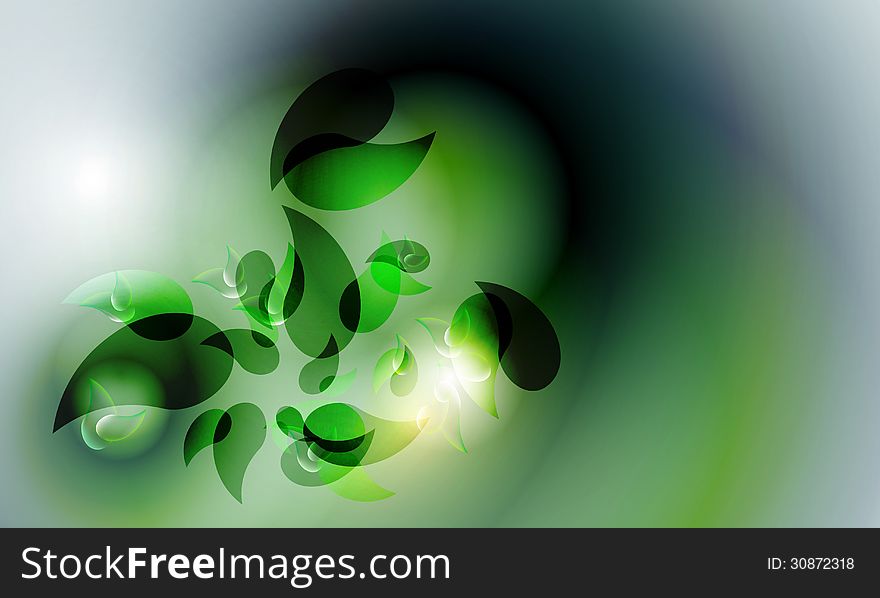 Green abstract background with leaves. Green abstract background with leaves