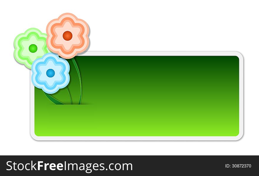 Green text box with flowers