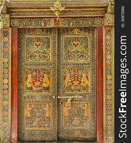 Designer Indian Door showing Indian culture.