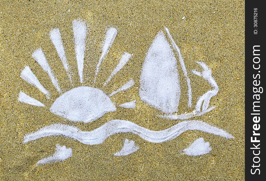Sand pattern made with white sand on the yellow one. Sand pattern made with white sand on the yellow one